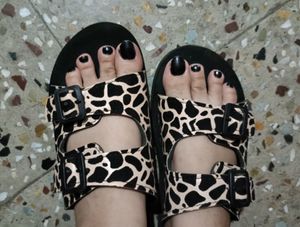 Leopard Print Buckle Slides