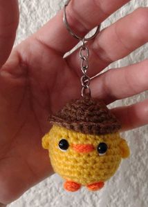 Handmade Crochet Chick Keychain