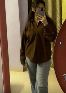 women's relaxed brown corduroy shirt