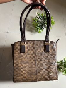 Brown Textured Leather Shoulder Bag