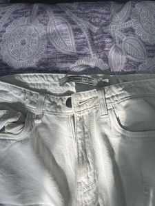 White Ripped Wide Leg Jeans