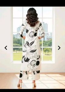 Black &amp; White Floral Kurta Set.