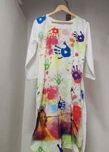 God Printed Holi Kurta for women