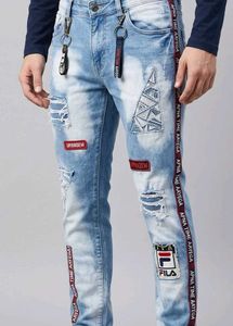 Distressed Patchwork Jeans