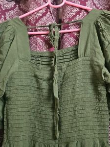 Plain green Midi dress