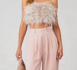 Feather Trim Tube Top