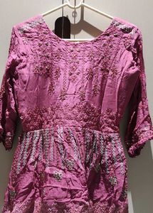 Embroidered Pink one-piece