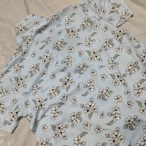 Blue Floral Print Kurta