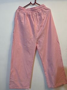 Linen Freesize Pink Straight Pants