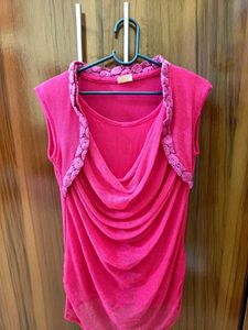 Chic Pink Drape Neck Top