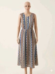 Boho Striped Sleeveless Maxi Dress