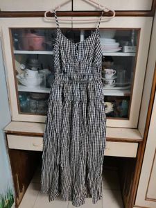 Black & White Gingham Midi Dress