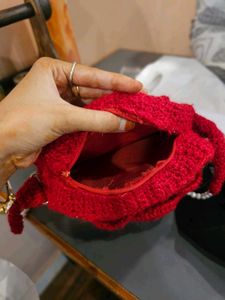 Red Rose Crochet Crossbody Bag