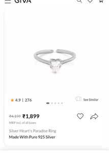 price drop 📉Giva 925 Real Silver Heart Ring