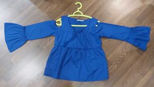 Blue Cold Shoulder Top For Women