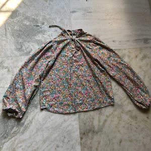 Tokyo Talkies Floral Print Tie-Neck Top