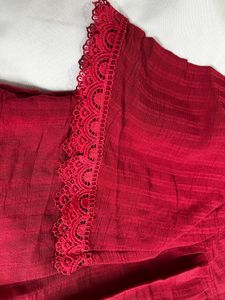 Red Embroidered Flared Kurta❤️
