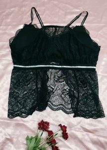 Black Lace Camisole Top