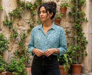 Stylish Blue & Black Printed Shirt