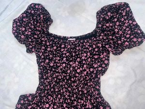 Lolita black floral ditsy print dress