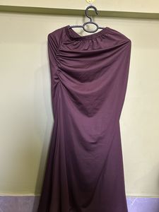 Dark Brown Gathered Trumpet Skirt