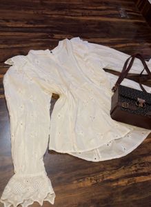 Elegant White Broderie Anglaise Top