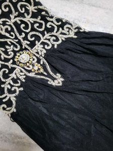 Ethereal Midnight: Embellished Mesh Evening Gown