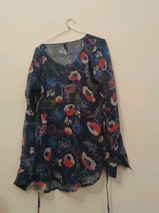 Navy Blue Floral Top