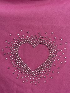 H&amp;M Pink Rhinestone Heart Crop Top