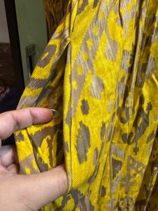 GLOBAL DESIYellow Printed-Graphic Full Length Dres