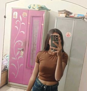 brown crop top
