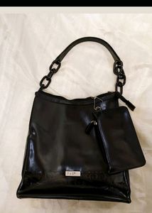 F&CO Black Patent Leather Tote Bag