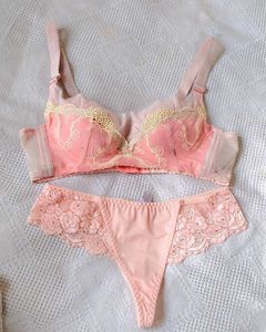 Pink Floral Lace Bra