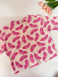 Pink Leaf Print Top