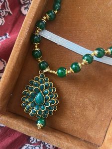 Green Beaded Necklace and Earring Set