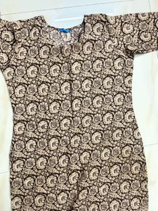 Elegant Brown Floral Print Kurta