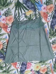 Green Lace Trim Cami Top