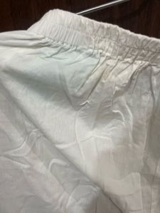 Elegant White Lace Trimmed Pants