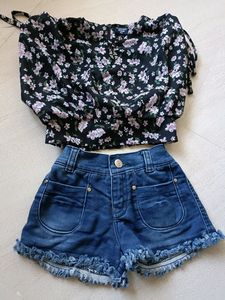 Crop Top &amp; Shorts Set For Baby Girls
