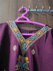 Embroidered Maroon Kurta