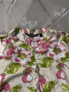 Beige Floral Print Kurta