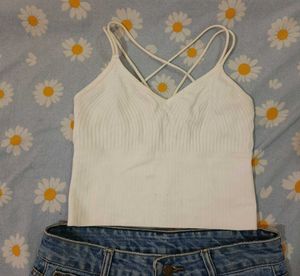 Combo White Crop Top &amp; Denim Skirt Set