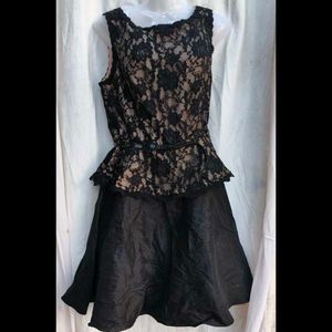 171712. Elegant Black Lace Peplum Dress