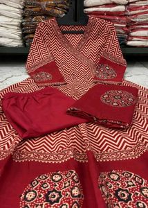 Maroon Ethnic Kurta Set with Pants Only M Size