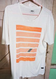 HRX Men's White Graphic T-Shirt