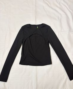 Black Long Sleeve Cut-Out Top