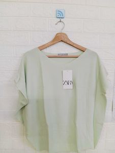 Mint Green V-Neck Relaxed Fit Tee