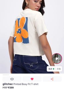 Cream Floral Graphic Boxy fit T-Shirt
