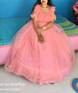 Elegant Peach Tulle Gown