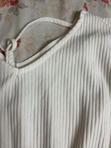 Cream Textured Peplum Top